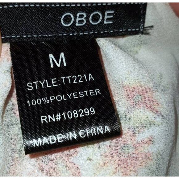 OBOE CREAM & PINK FLORAL HALTER TOP SZ.M EUC. - Picture 4 of 5